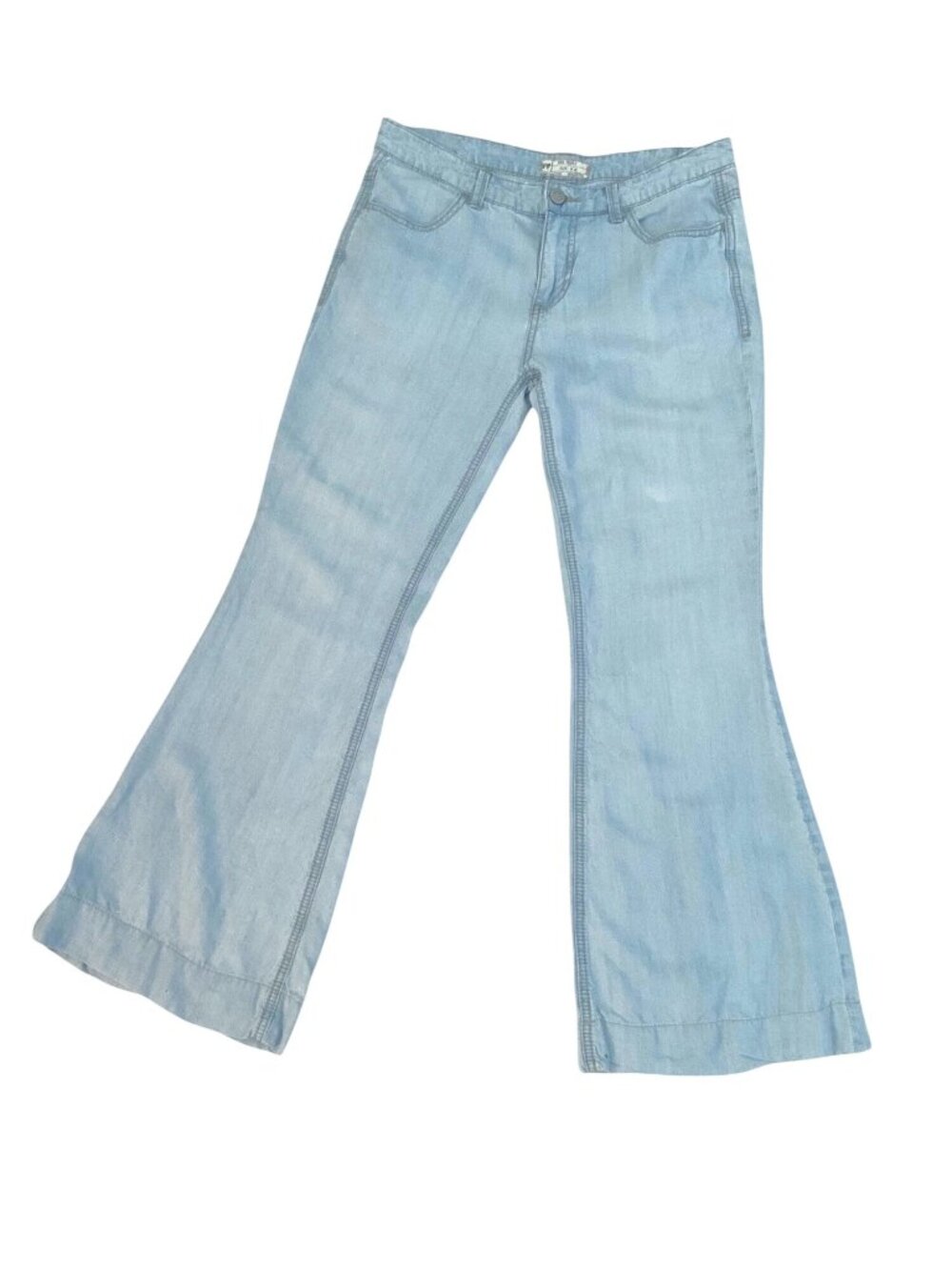 Free People vintage Light Wash Flared Tencel Jeans W26 zip Fly